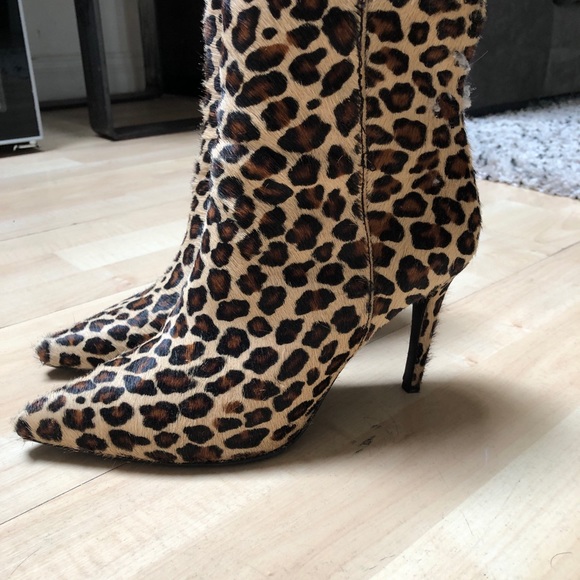 Pony Hair Leopard Print Booties size 8 - Picture 2 of 5